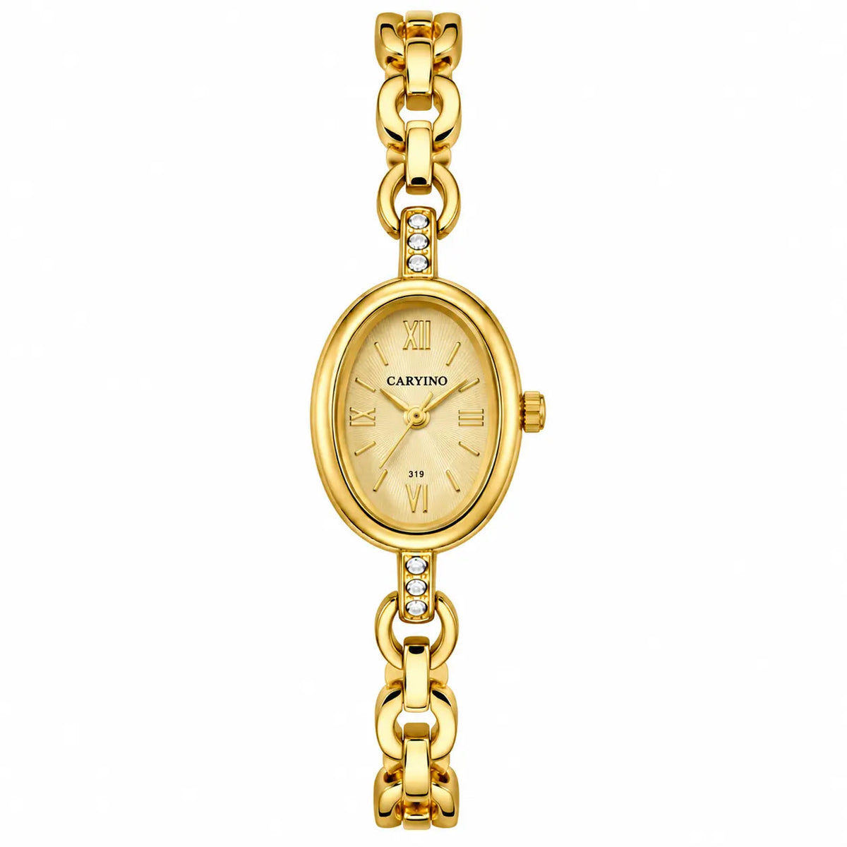 CARYINO Women's Oval Gold Bracelet Analog Watch Pixie La Bella