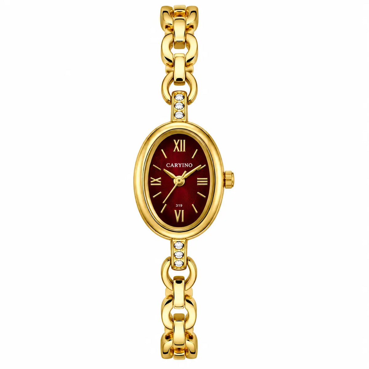 CARYINO Women's Oval Gold Bracelet Analog Watch Pixie La Bella
