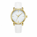 Elegant Women's Round Dial Leather Strap Quartz Watch Pixie La Bella