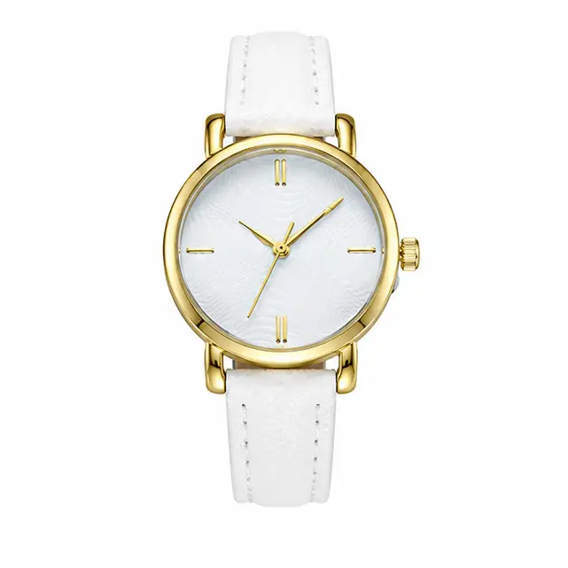 Elegant Women's Round Dial Leather Strap Quartz Watch Pixie La Bella
