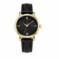 Elegant Women's Round Dial Leather Strap Quartz Watch Pixie La Bella