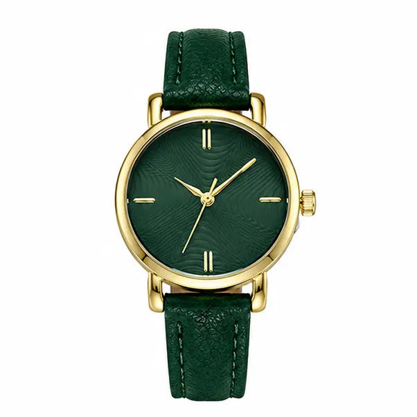 Elegant Women's Round Dial Leather Strap Quartz Watch Pixie La Bella