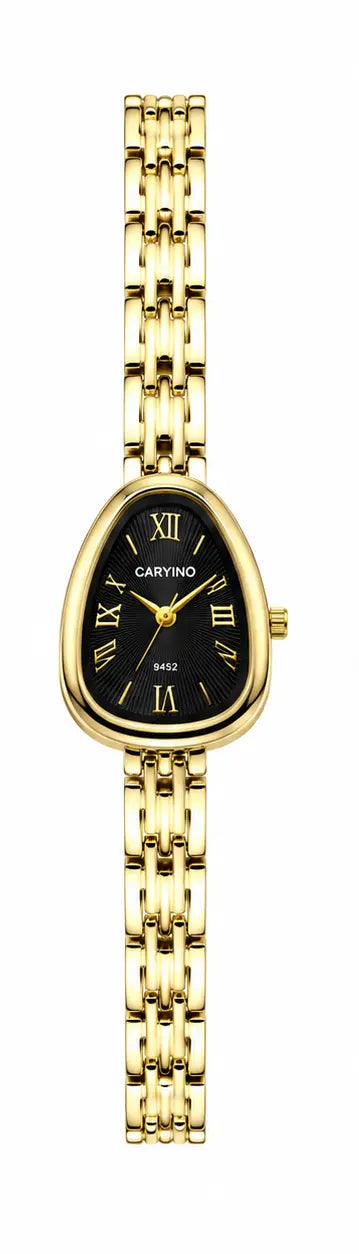 CARYINO Women's Gold-Tone Oval Analog Bracelet Watch Pixie La Bella
