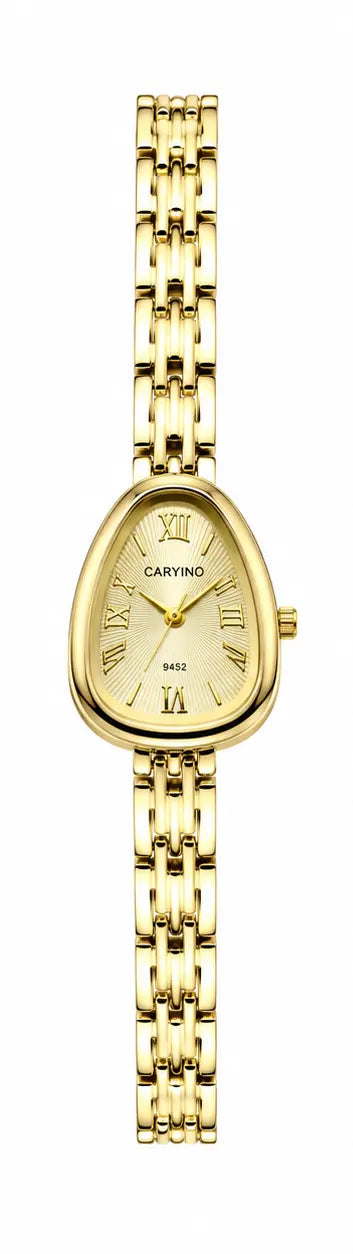CARYINO Women's Gold-Tone Oval Analog Bracelet Watch Pixie La Bella