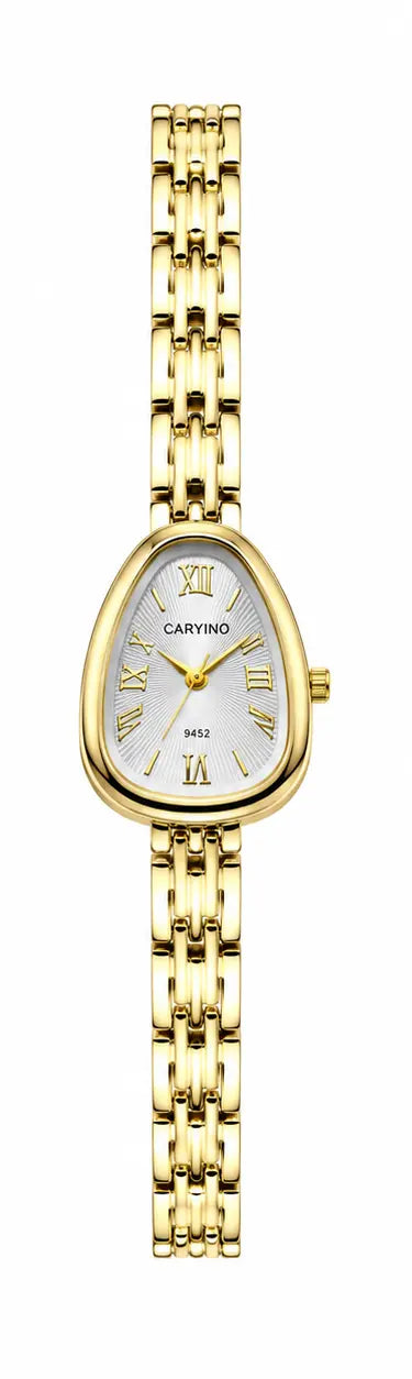 CARYINO Women's Gold-Tone Oval Analog Bracelet Watch Pixie La Bella