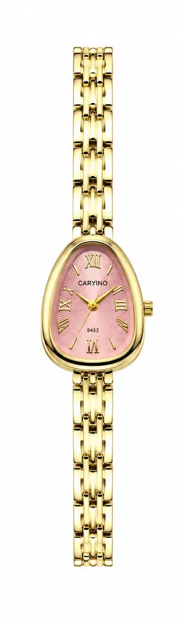 CARYINO Women's Gold-Tone Oval Analog Bracelet Watch Pixie La Bella