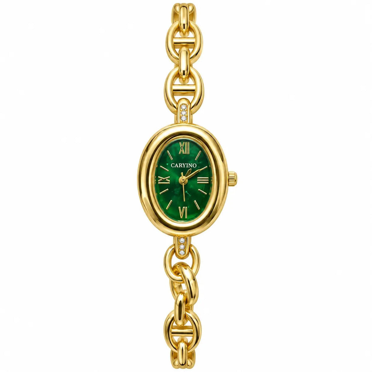 CARYINO Women's Oval Gold Bracelet Analog Watch