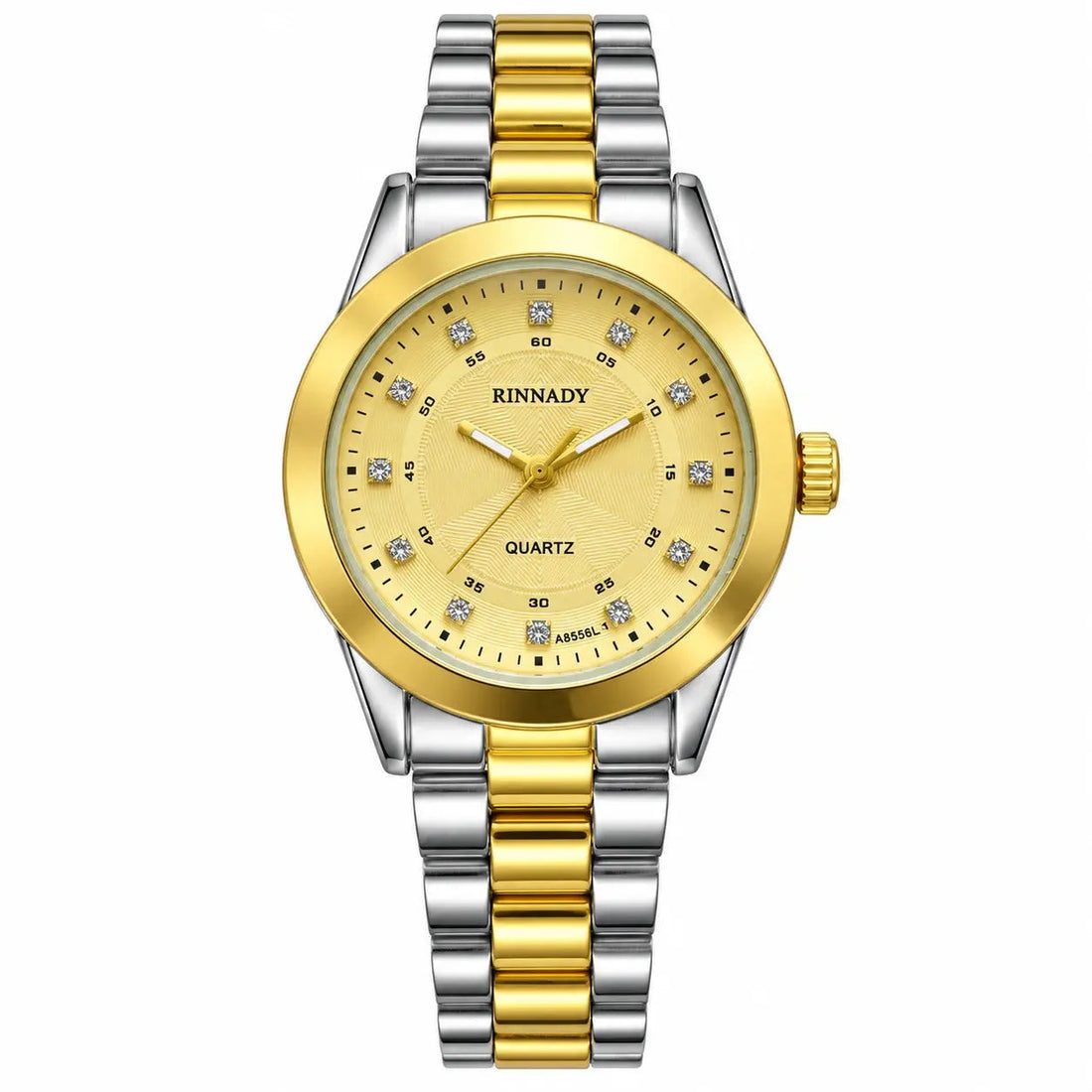 RINNADY Two-Tone Crystal Dial Bracelet Watch